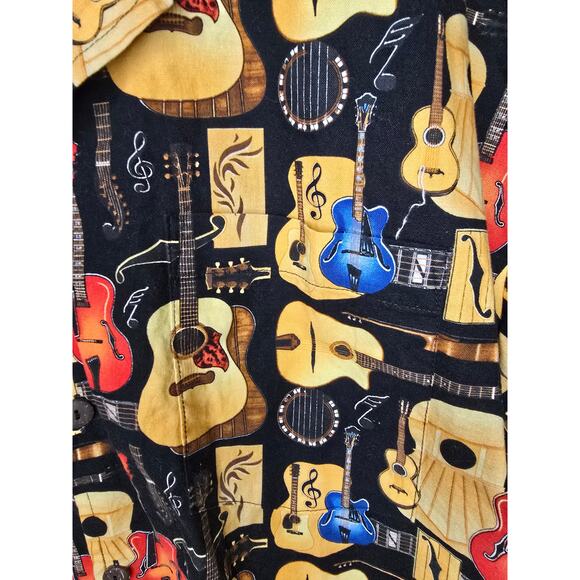 Vintage Max Boxxer Shirt Guitar AOP Hawaiian Short Sleeve Button Down 90s - Picture 3 of 10